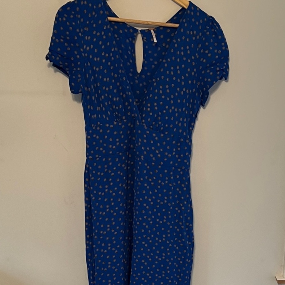 Free People Royal Blue Jumpsuit with Gold Dots